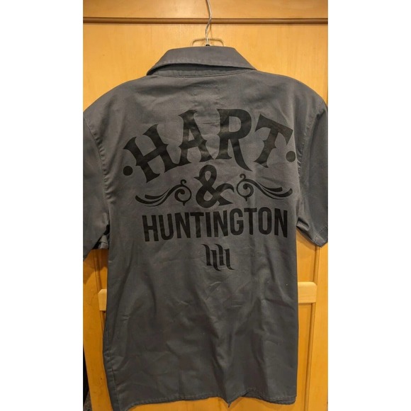 Hart and Huntington shirt mens gray button down short sleeve casual Medium‎ - Picture 3 of 3